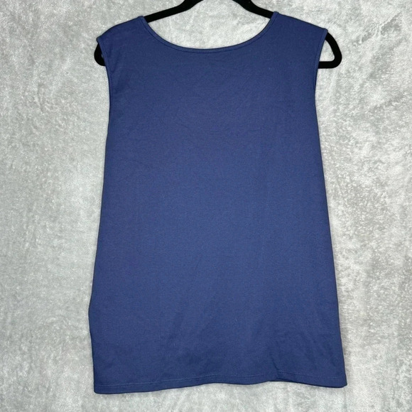Drapers & Damons 2X Tank Top Shirt Navy Blue Scoop Neck Sleeveless Cotton Blend - Picture 3 of 5